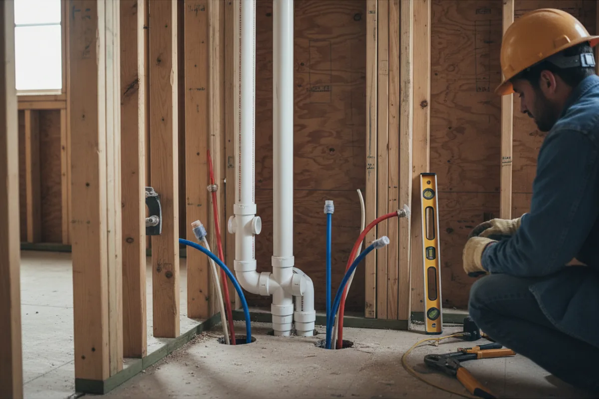 Drain and supply rough-in during Garbage Disposal Repair in Coward