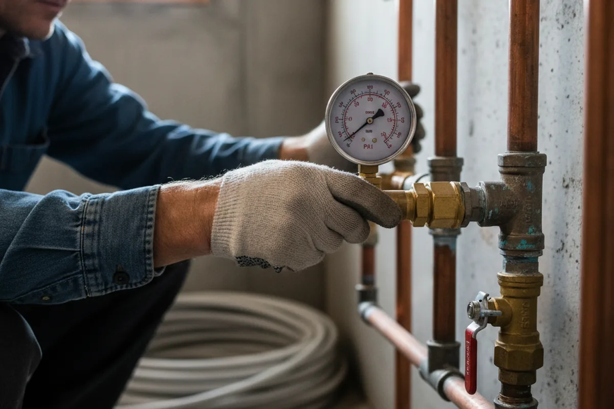 Pressure testing a repaired line during Water Line Repair in Coward